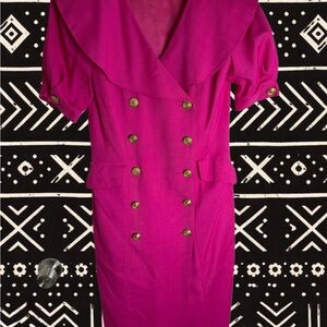 Elegant Pink Double-Breasted Dress